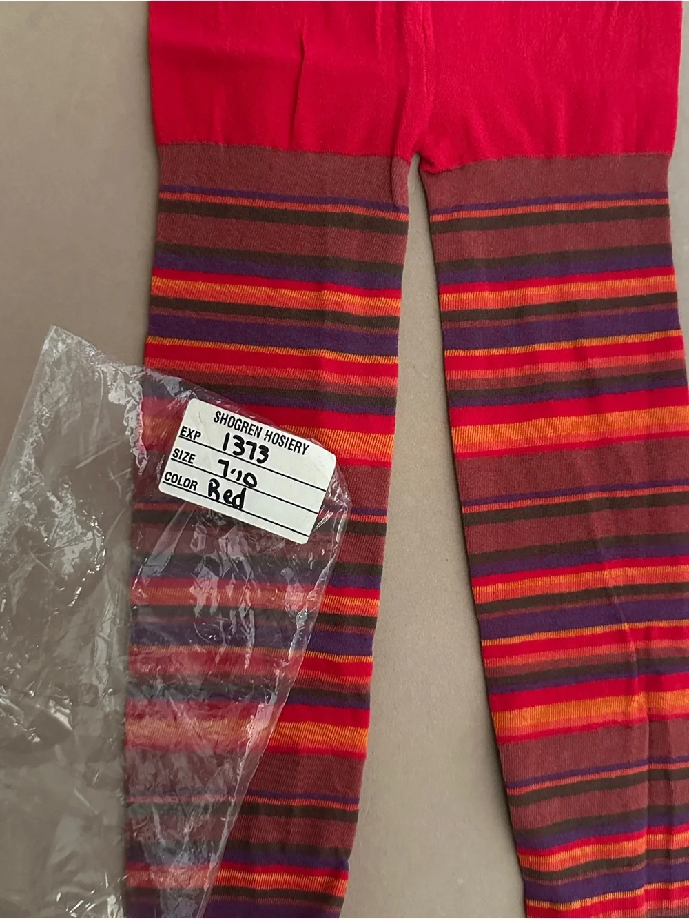 NEW Vintage Striped Red Multicolor Tights Kids 70s style Colorful READ DESCRIP